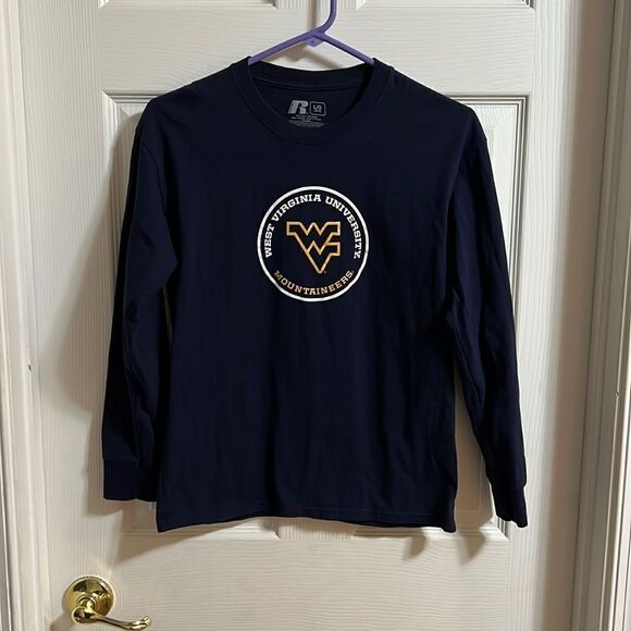 WVU Russell size youth large (10/12) blue long sleeved shirt. - Picture 1 of 3